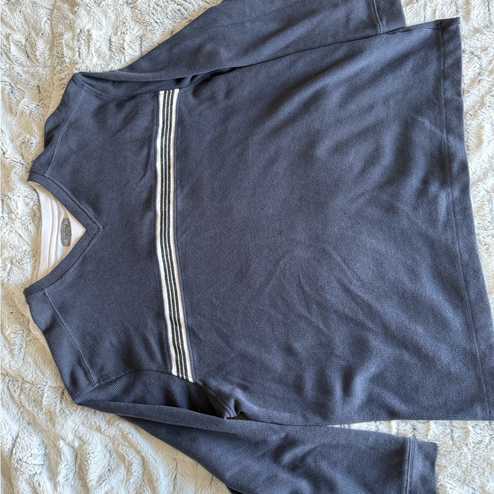 Gray Vintage Long Sleeve Shirt with Stripes